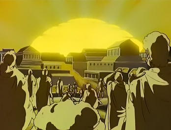 [Capture épisode 37 : l'utilisation de &laquo; l'arme solaire &raquo; lors du conflit entre Mu et l'Atlantide]